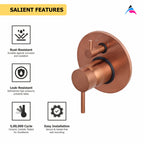 Asiatique S/L Div. Upper Parts Handle, Bu (FRG-024 M) | Premium Rose Gold Bathroom Fittings | Florent Brush Rose Gold Series