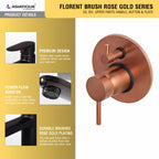 Asiatique S/L Div. Upper Parts Handle, Bu (FRG-024 M) | Premium Rose Gold Bathroom Fittings | Florent Brush Rose Gold Series
