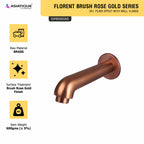 Asiatique Div. Plain Spout With Wall Flange (FRG-025 M) | Premium Rose Gold Bathroom Fittings | Florent Brush Rose Gold Series