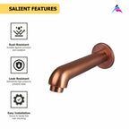Asiatique Div. Plain Spout With Wall Flange (FRG-025 M) | Premium Rose Gold Bathroom Fittings | Florent Brush Rose Gold Series