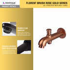 Asiatique Div. Tipon Spout With Wall Flange (FRG-026 M) | Premium Rose Gold Bathroom Fittings | Florent Brush Rose Gold Series