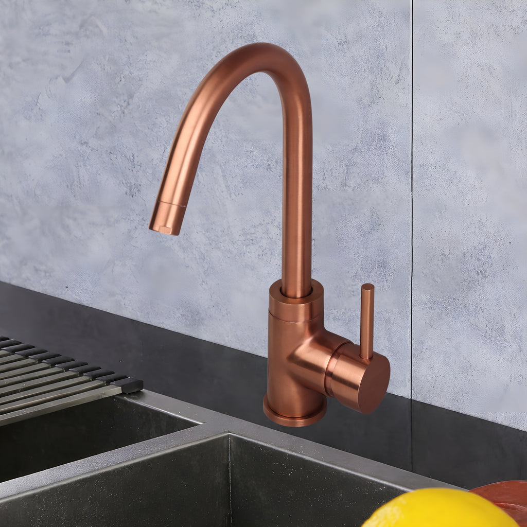 Asiatique S/L Sink Mixer Table Mounted (FRG-027 M) | Premium Rose Gold Bathroom Fittings | Florent Brush Rose Gold Series