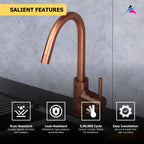 Asiatique S/L Sink Mixer Table Mounted (FRG-027 M) | Premium Rose Gold Bathroom Fittings | Florent Brush Rose Gold Series