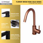 Asiatique S/L Sink Mixer Table Mounted (FRG-027 M) | Premium Rose Gold Bathroom Fittings | Florent Brush Rose Gold Series