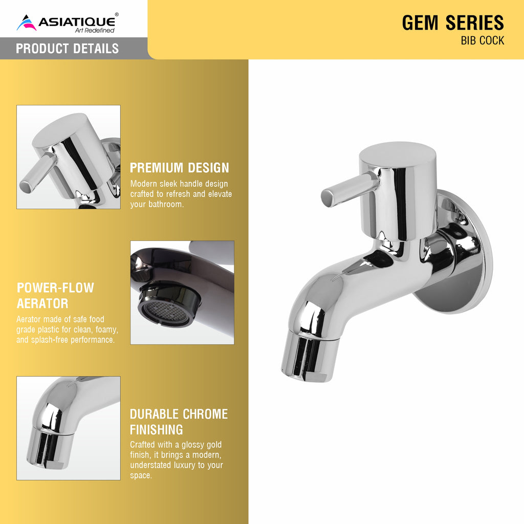 Asiatique Bib Cock (G-003), Gem Series Bathroom & Kitchen Faucets | Premium Modern Tap Collection
