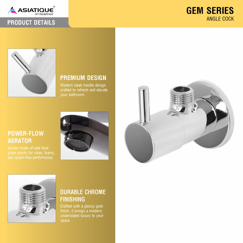 Asiatique Angle Cock (G-005), Gem Series Bathroom & Kitchen Faucets | Premium Modern Tap Collection