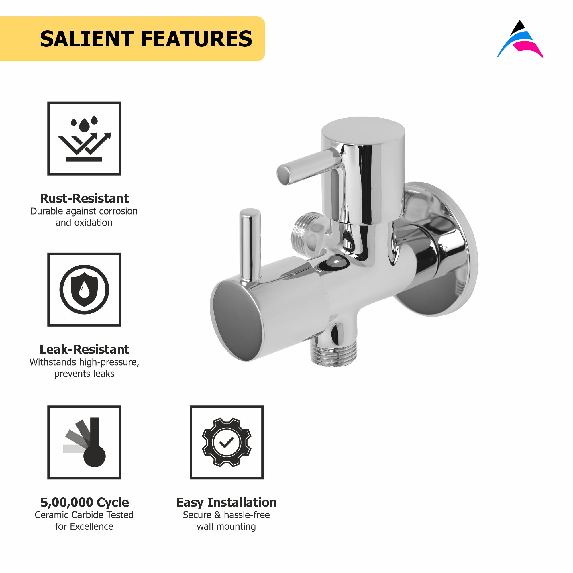Asiatique 2 Way Angle Cock (G-005TW), Gem Series Bathroom & Kitchen Faucets | Premium Modern Tap Collection
