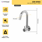 Asiatique Sink Cock With Swivel ‘J’ Spout (G-008), Gem Series Bathroom & Kitchen Faucets | Premium Modern Tap Collection