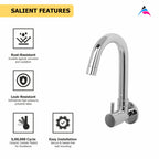 Asiatique Sink Cock With Swivel ‘J’ Spout (G-008), Gem Series Bathroom & Kitchen Faucets | Premium Modern Tap Collection