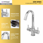Asiatique C/H Basin Mixer With Swivel ‘J’ Spout (G-011), Gem Series Bathroom & Kitchen Faucets | Premium Modern Tap Collection