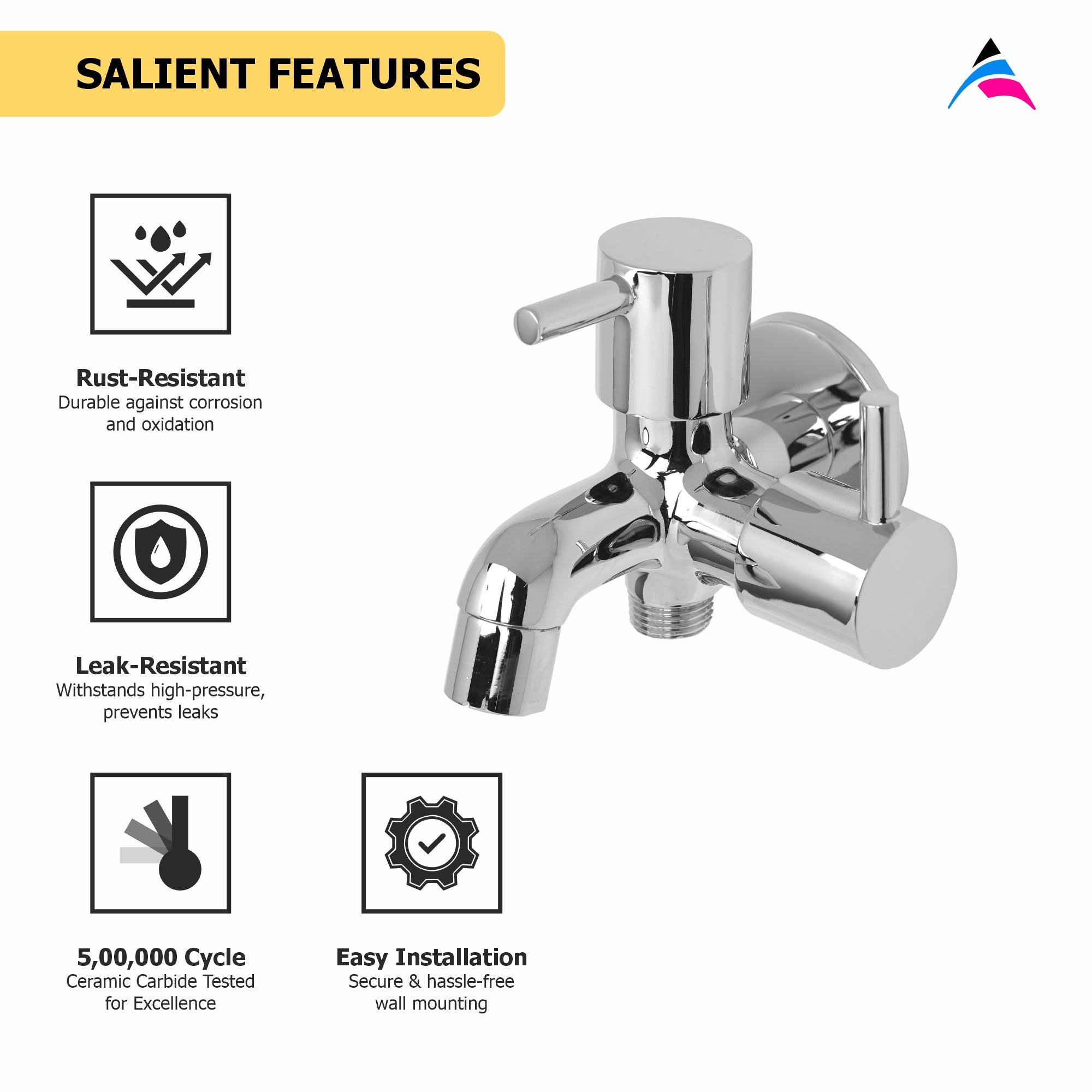 Asiatique 2 In 1 Bib Cock (G-015), Gem Series Bathroom & Kitchen Faucets | Premium Modern Tap Collection
