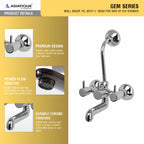 Asiatique Wall Mixer Tel. With ‘L’ Bend For Arr. of O/H Shower (G-017), Gem Series Bathroom & Kitchen Faucets | Premium Modern Tap Collection