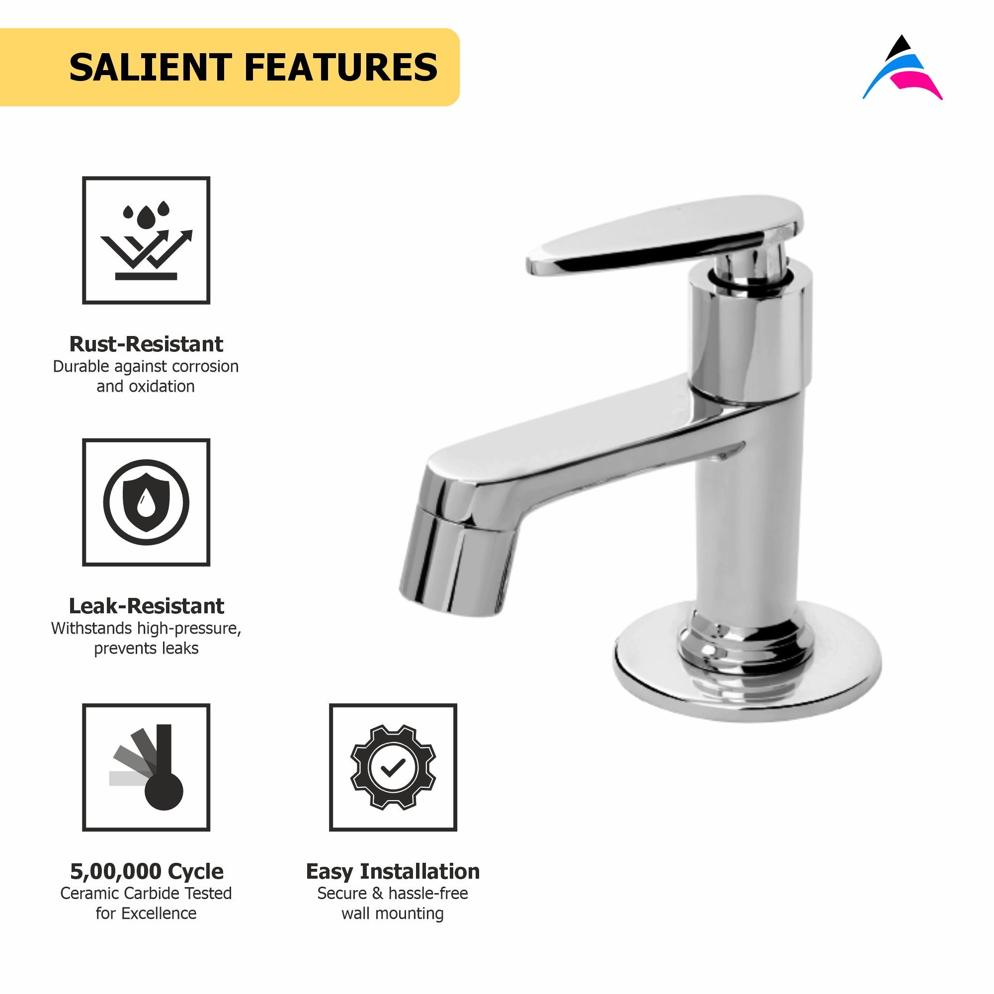 Asiatique Pillar Cock (I-000), Idea Series Premium CP Bath Fittings & Faucets