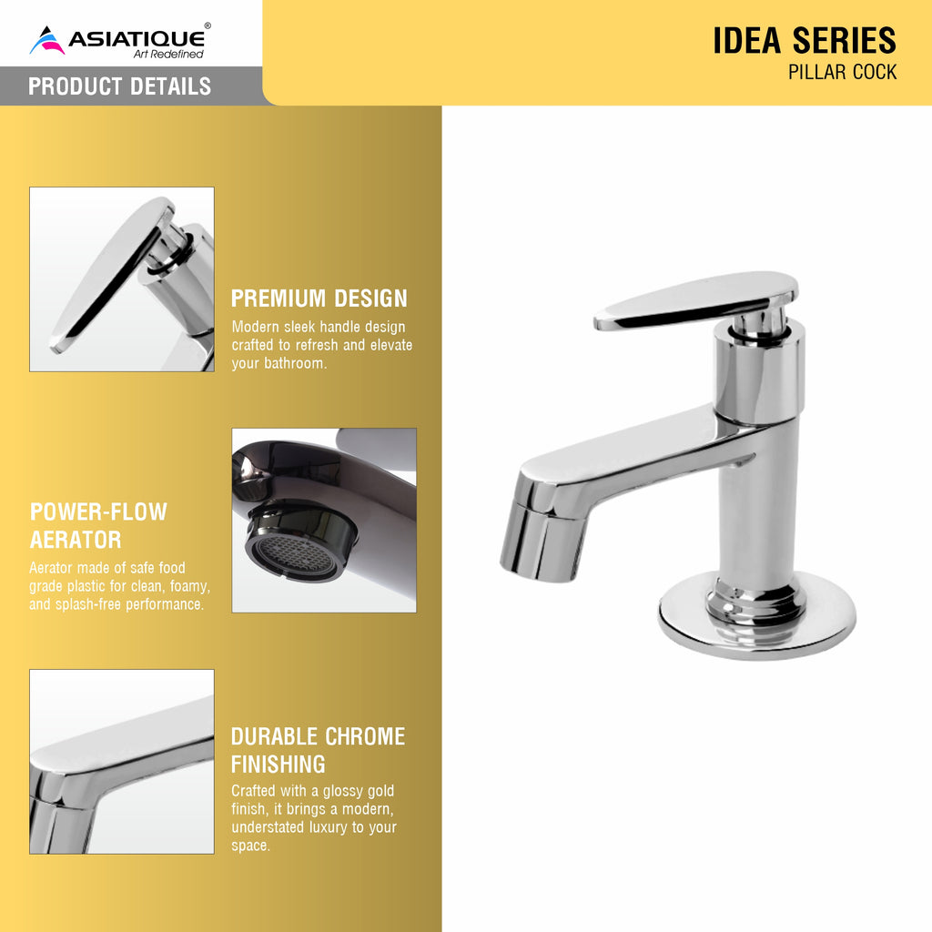 Asiatique Pillar Cock (I-000), Idea Series Premium CP Bath Fittings & Faucets