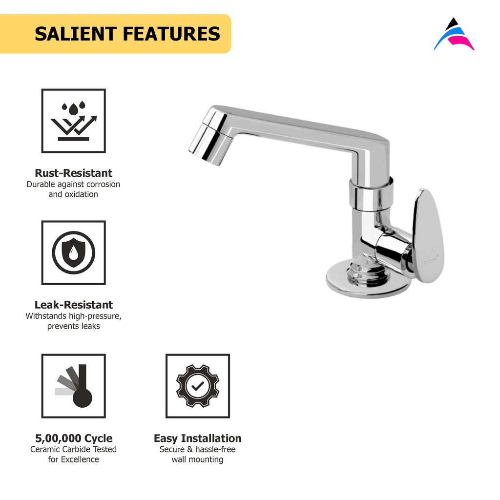 Asiatique Pillar Cock With Swivel Casted Spout (I-001), Idea Series Premium CP Bath Fittings & Faucets