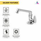 Asiatique Pillar Cock With Swivel Casted Spout (I-001), Idea Series Premium CP Bath Fittings & Faucets