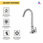 Asiatique Pillar Cock With Swivel ‘J’ Spout (I-002), Idea Series Premium CP Bath Fittings & Faucets