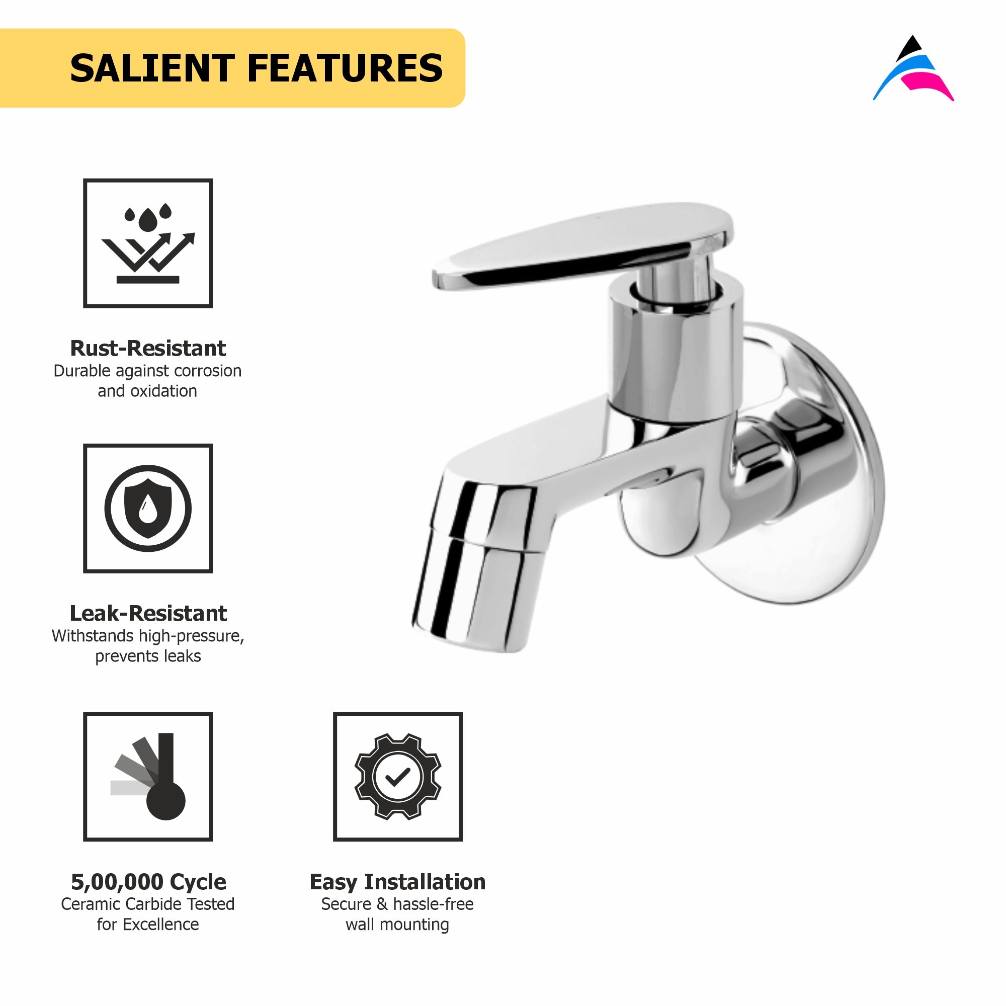Asiatique Bib Cock With Wall Flange (I-003), Idea Series Premium CP Bath Fittings & Faucets