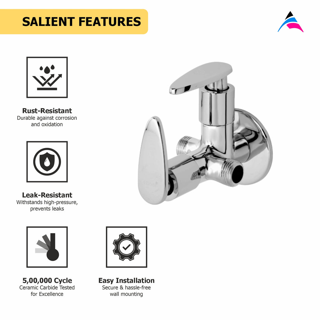 Asiatique 2 Way Angle Cock With Wall Flange (I-005TW), Idea Series Premium CP Bath Fittings & Faucets