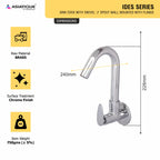 Asiatique Sink Cock With Swivel ‘J’ Spout Wall Mounted With Flange (I-008), Idea Series Premium CP Bath Fittings & Faucets