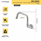 Asiatique Sink Cock With Extended Swivel Spout Side Handle Wall Mounted With Flange (I-008EX SH), Idea Series Premium CP Bath Fittings & Faucets