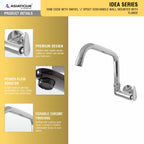 Asiatique Sink Cock With Extended Swivel Spout Side Handle Wall Mounted With Flange (I-008EX SH), Idea Series Premium CP Bath Fittings & Faucets
