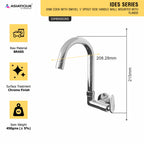 Asiatique Sink Cock With Swivel ‘J’ Spout Side Handle Wall Mounted With Flange (I-008 SH), Idea Series Premium CP Bath Fittings & Faucets