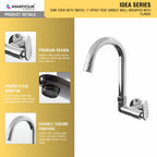 Asiatique Sink Cock With Swivel ‘J’ Spout Side Handle Wall Mounted With Flange (I-008 SH), Idea Series Premium CP Bath Fittings & Faucets