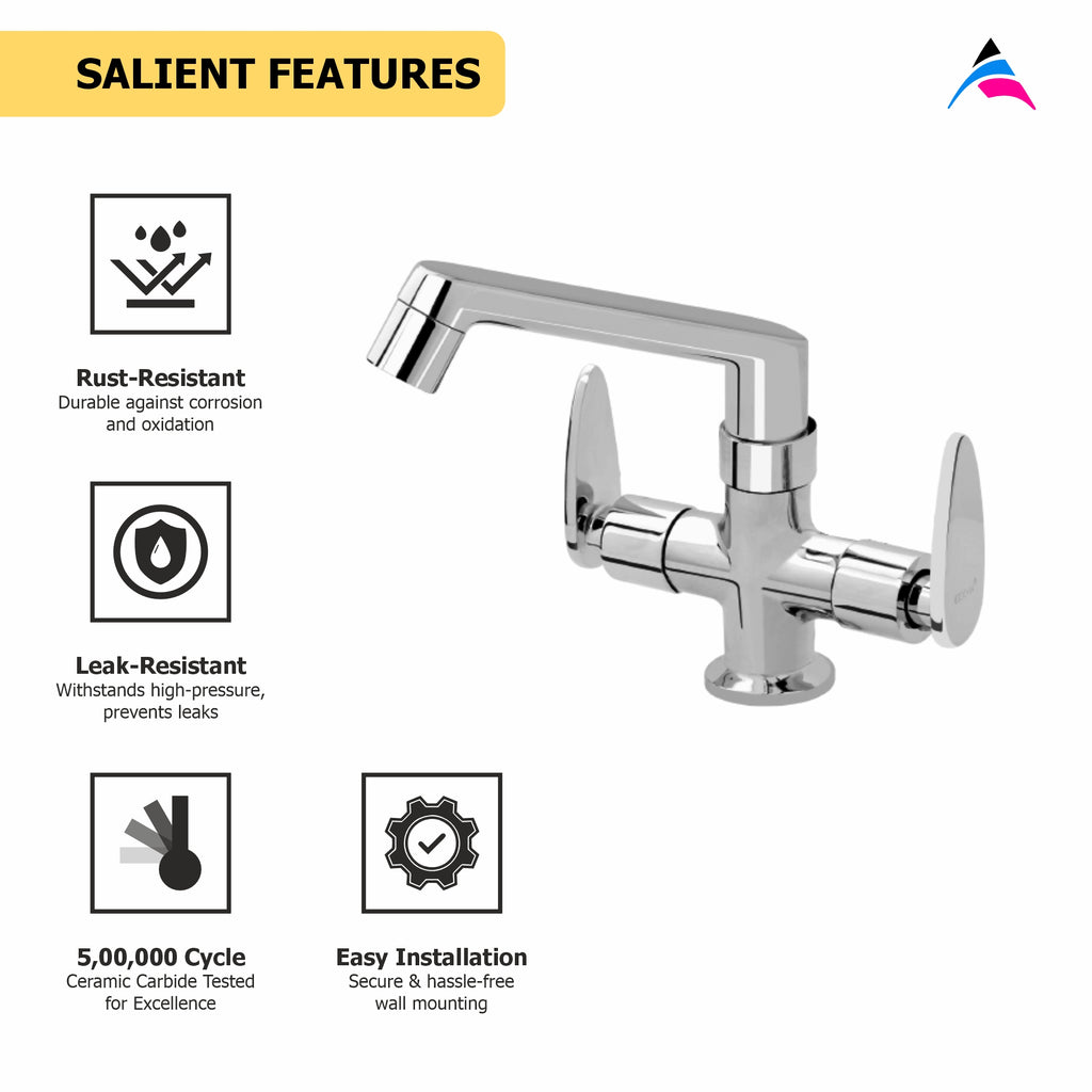 Asiatique C/H Basin Mixer With Swivel Casted Spout (I-010), Idea Series Premium CP Bath Fittings & Faucets