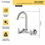 Asiatique Sink Mixer With Swivel ‘J’ Spout Wall Mounted (I-013), Idea Series Premium CP Bath Fittings & Faucets