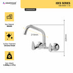 Asiatique Sink Mixer With Extended Swivel Spout Wall Mounted (I-013EX), Idea Series Premium CP Bath Fittings & Faucets