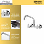 Asiatique Sink Mixer With Extended Swivel Spout Wall Mounted (I-013EX), Idea Series Premium CP Bath Fittings & Faucets