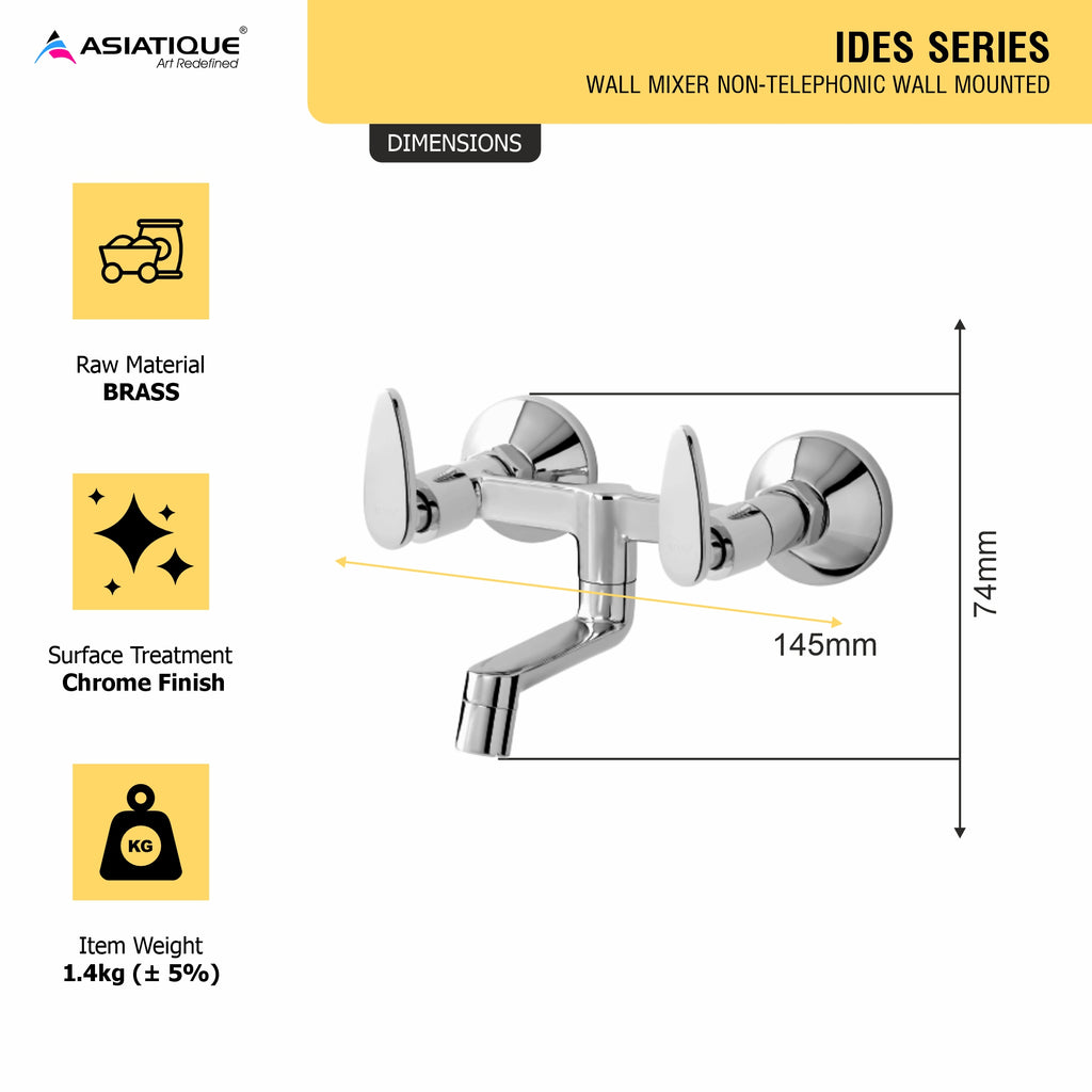 Asiatique Wall Mixer Non-Telephonic Wall Mounted (I-014), Idea Series Premium CP Bath Fittings & Faucets