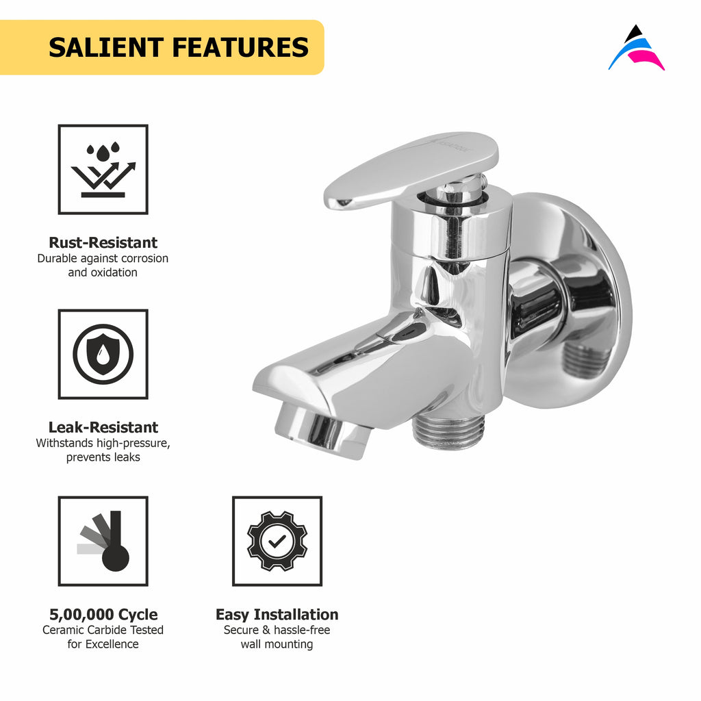 Asiatique S/L 2 in 1 Bib Cock With Wall Flange (I-015 S/L), Idea Series Premium CP Bath Fittings & Faucets