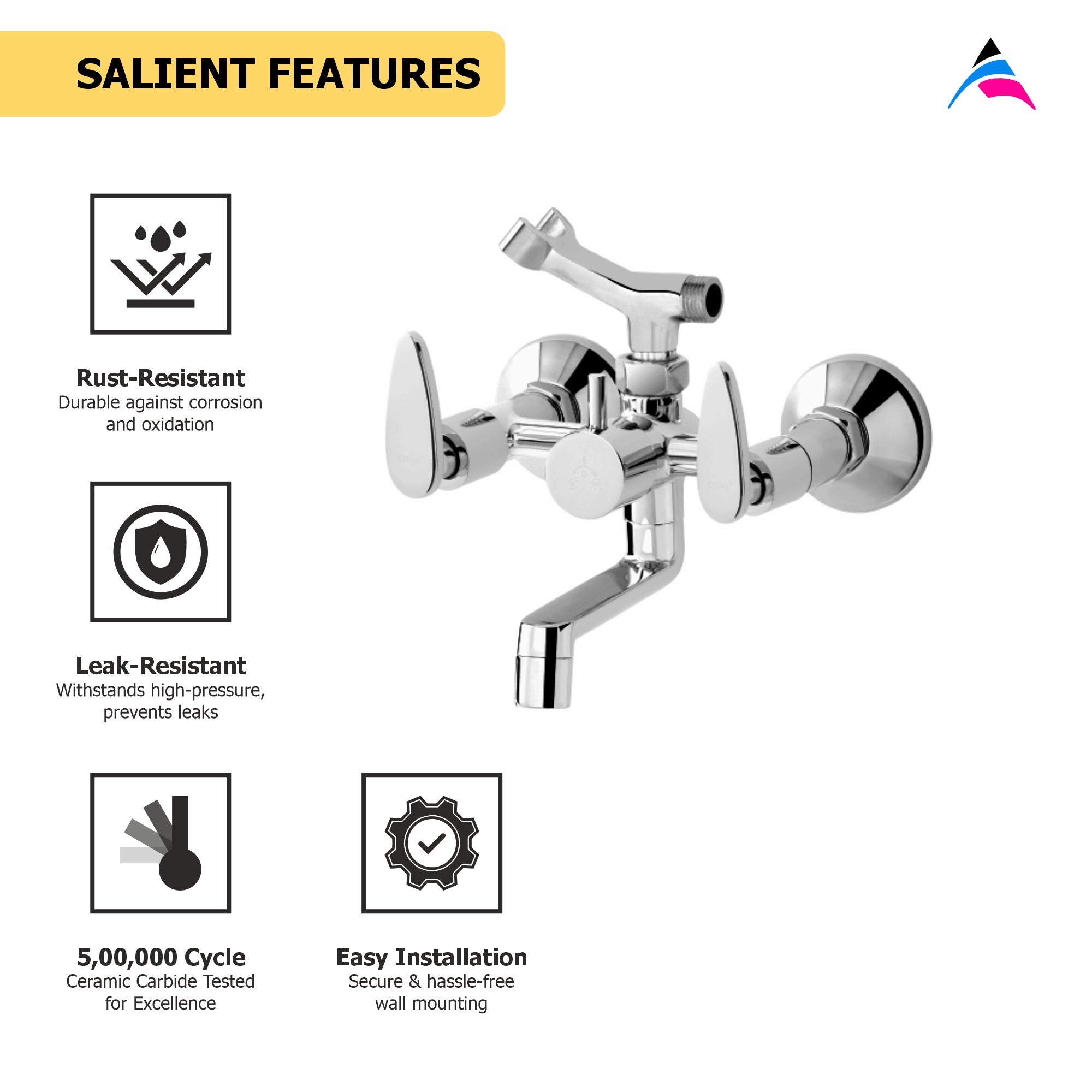 Asiatique Wall Mixer Telephonic With Crutch ARR. Of Tele. Shower (I-016), Idea Series Premium CP Bath Fittings & Faucets