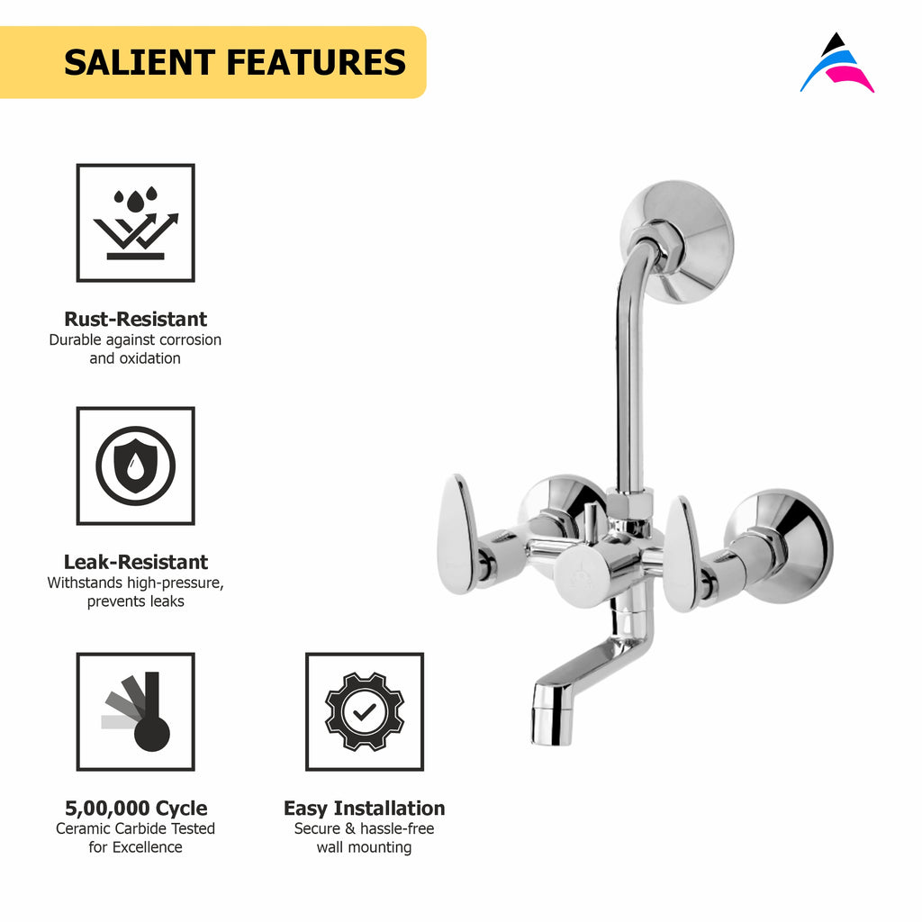 Asiatique Wall Mixer Telephonic With ‘L’ Bend for ARR. Of O/H Shower (I-017), Idea Series Premium CP Bath Fittings & Faucets