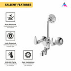 Asiatique 3 in 1 Wall Mixer With Pro. For Tele. Shower & O/H Shower (I-018), Idea Series Premium CP Bath Fittings & Faucets
