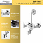 Asiatique 3 in 1 Wall Mixer With Pro. For Tele. Shower & O/H Shower (I-018), Idea Series Premium CP Bath Fittings & Faucets
