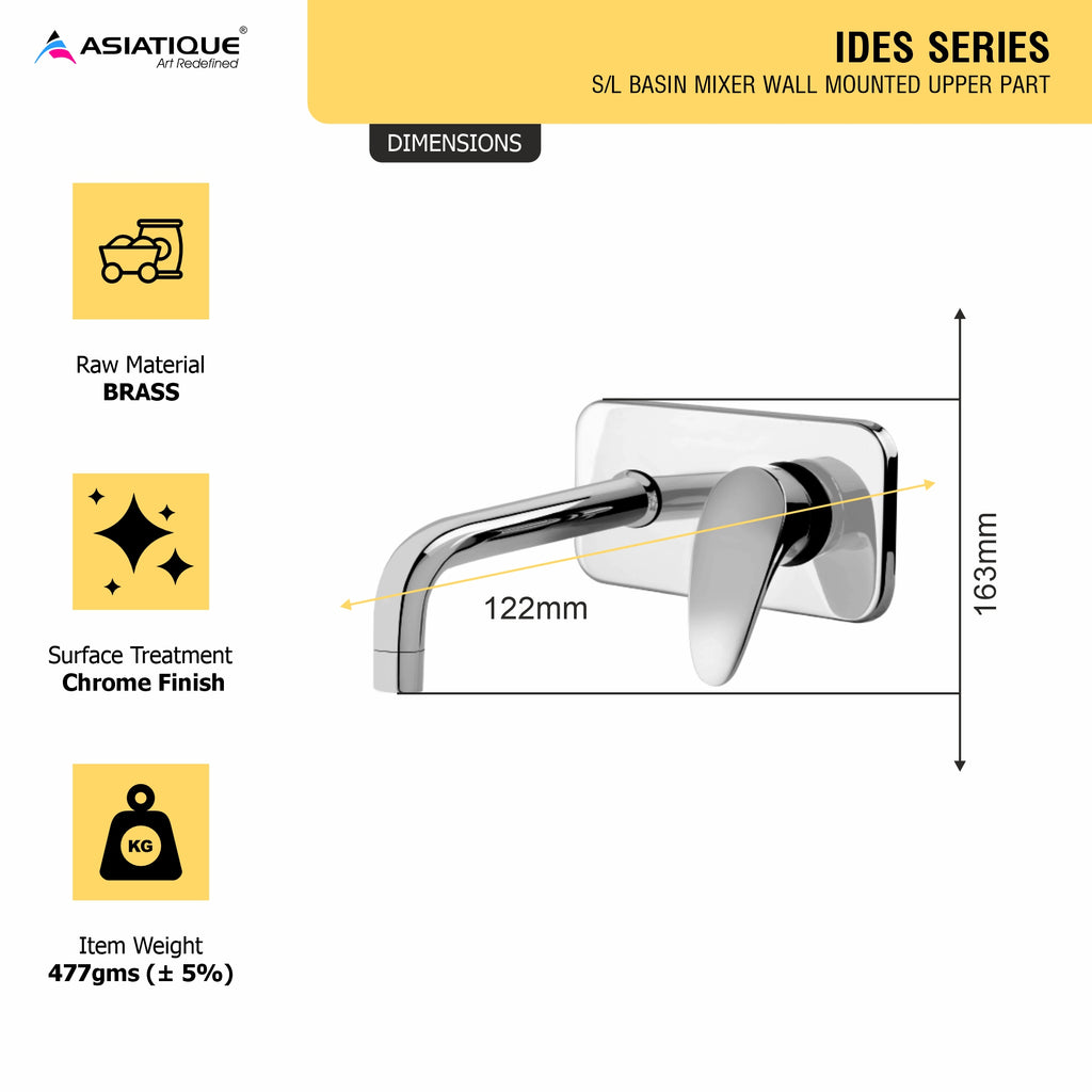 Asiatique S/L Basin Mixer Wall Mounted Upper Part (I-019U), Idea Series Premium CP Bath Fittings & Faucets