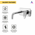 Asiatique S/L Basin Mixer Wall Mounted Upper Part (I-019U), Idea Series Premium CP Bath Fittings & Faucets