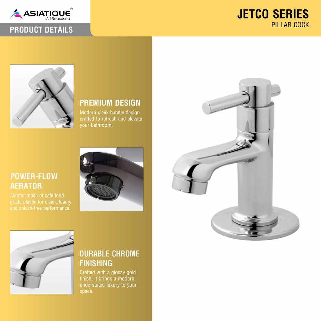 Asiatique Pillar Cock (J-000), Jetco Series Bathroom & Kitchen Faucets | Premium Modern Tap Collection