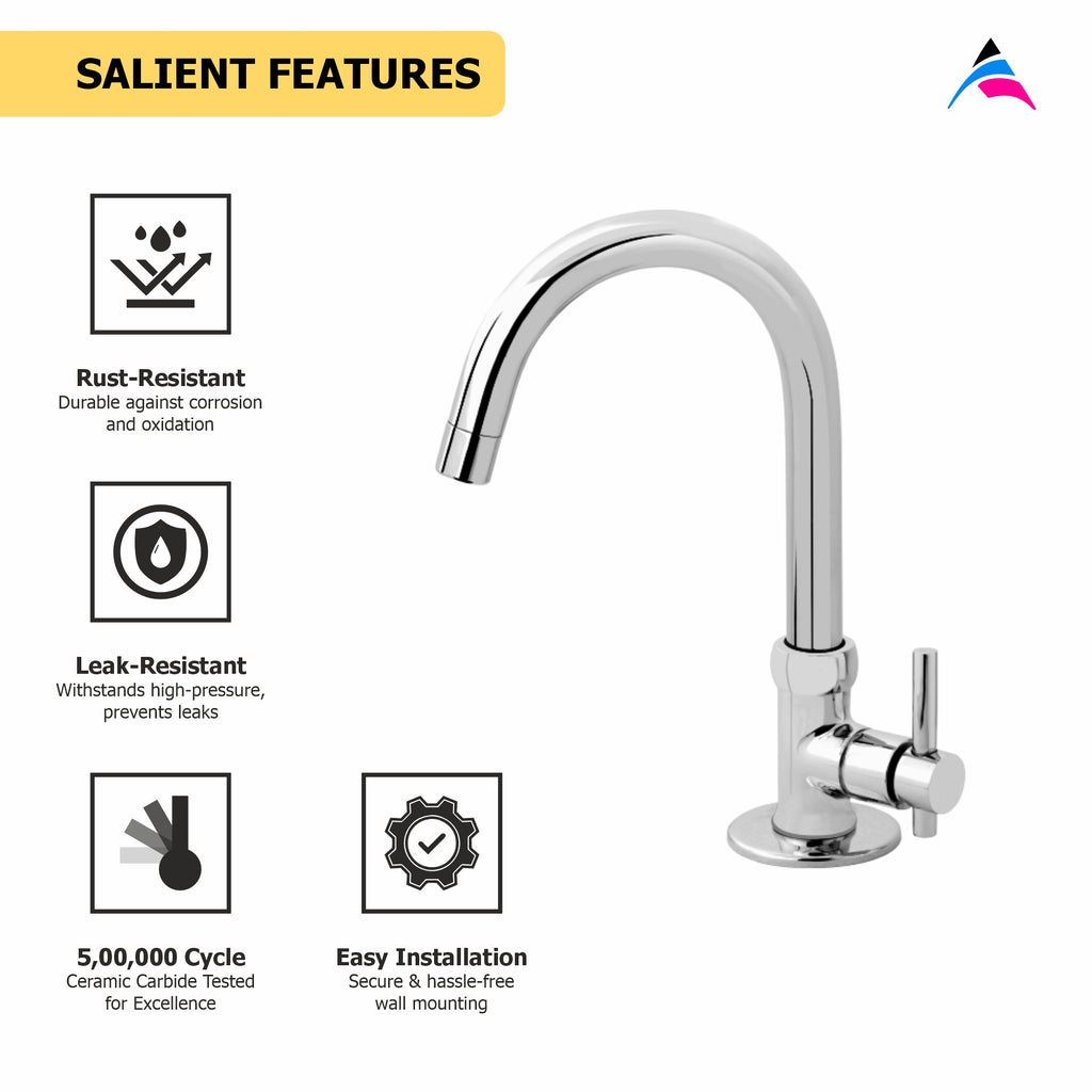 Asiatique Pillar Cock With Swivel ‘J’ Spout (J-002), Jetco Series Bathroom & Kitchen Faucets | Premium Modern Tap Collection