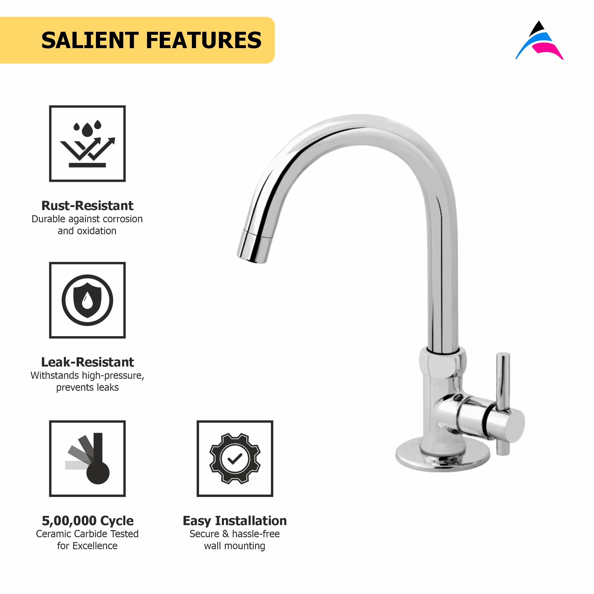 Asiatique Pillar Cock With Swivel ‘J’ Spout (J-002), Jetco Series Bathroom & Kitchen Faucets | Premium Modern Tap Collection