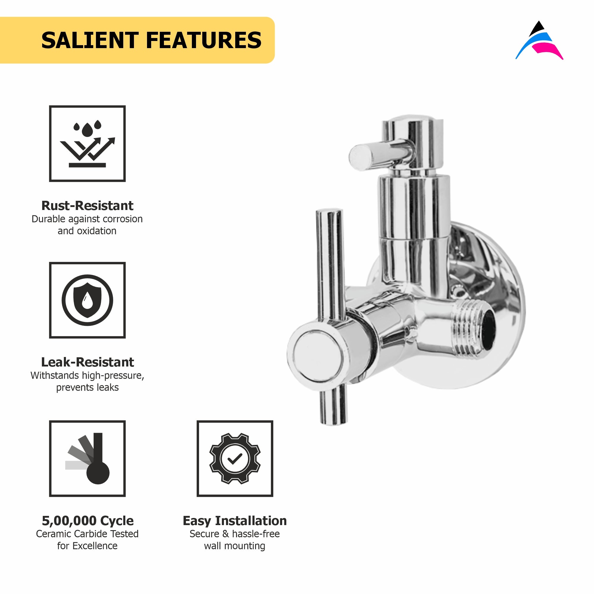 Asiatique 2 Way Angle Valve (J-005TW), Jetco Series Bathroom & Kitchen Faucets | Premium Modern Tap Collection