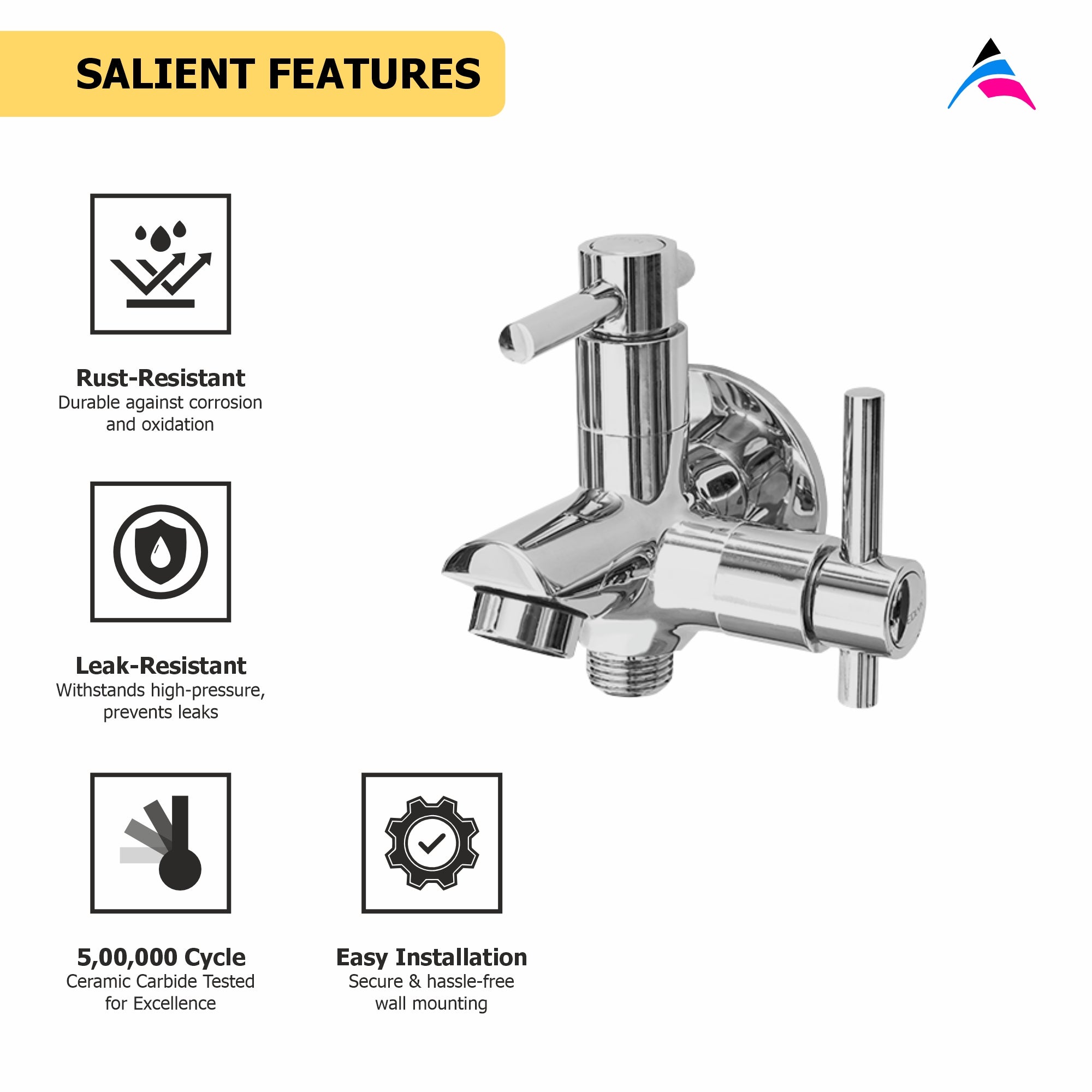 Asiatique 2 in 1 Bib Cock (J-015), Jetco Series Bathroom & Kitchen Faucets | Premium Modern Tap Collection