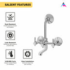 Asiatique Wall Mixer Telephonic with ‘L’ Bend For ARR. Of O/H Shower (J-017), Jetco Series Bathroom & Kitchen Faucets | Premium Modern Tap Collection