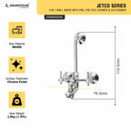 Asiatique 3 in 1 Wall Mixer With Pro. For Tele. Shower & O/H Shower (J-018), Jetco Series Bathroom & Kitchen Faucets | Premium Modern Tap Collection