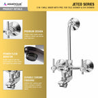 Asiatique 3 in 1 Wall Mixer With Pro. For Tele. Shower & O/H Shower (J-018), Jetco Series Bathroom & Kitchen Faucets | Premium Modern Tap Collection