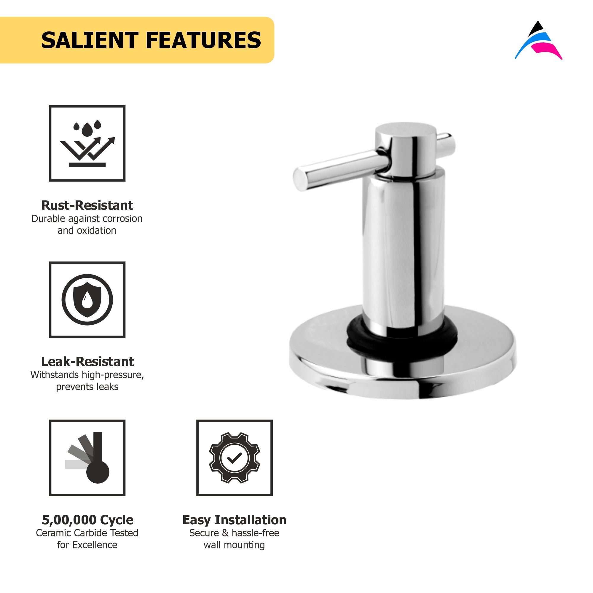 Asiatique Upper parts Kit Glassy, Flange & Handle for Con. & Flush Cock (J-021U), Jetco Series Bathroom & Kitchen Faucets | Premium Modern Tap Collection