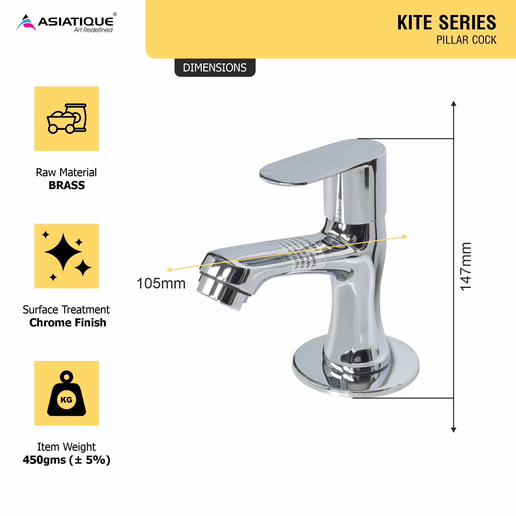 Asiatique Pillar Cock (K-000), KITE Series Bathroom & Kitchen Faucets | Premium Modern Tap Collection
